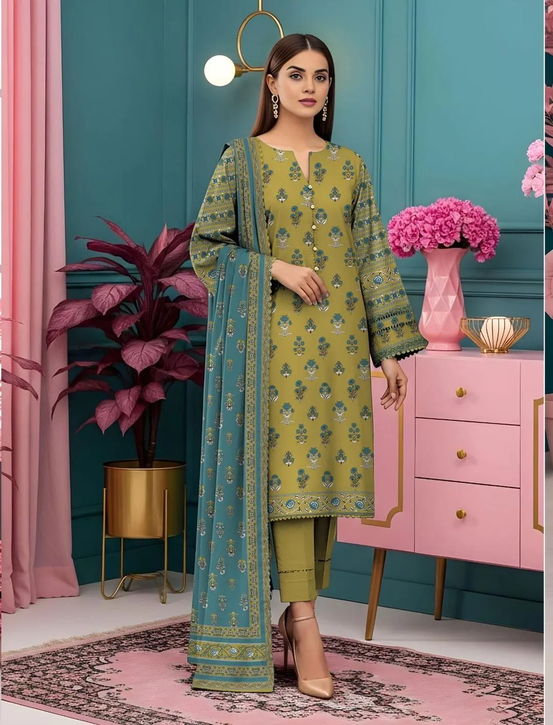 3 Pcs Women's Unstitched Printed Suit - Online Shopping in Pakistan - BUNDLIV