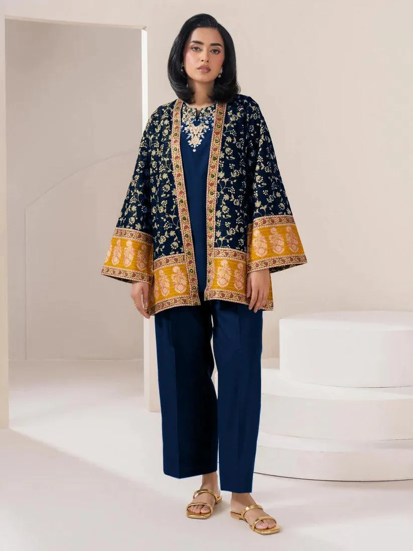 3 Pcs Women's Stitched Cotton Embroidered Gown Suit View Gallery - Pakistan