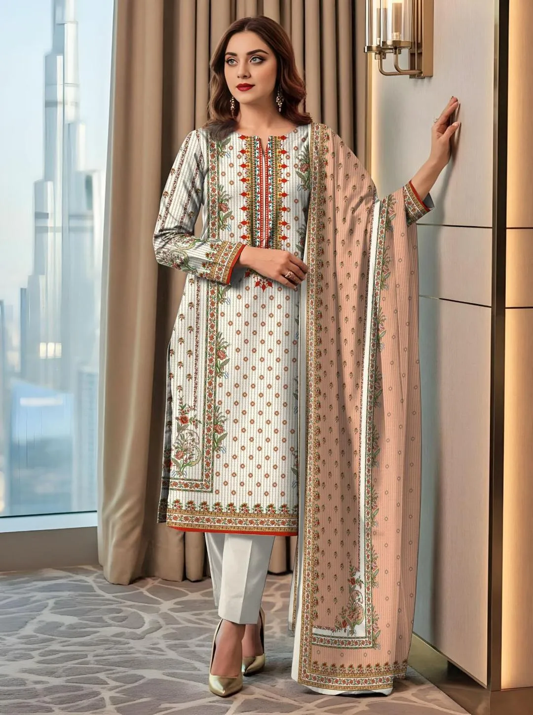 3 Pcs Women's Unstitched Printed Suit - Online Shopping in Pakistan - BUNDLIV