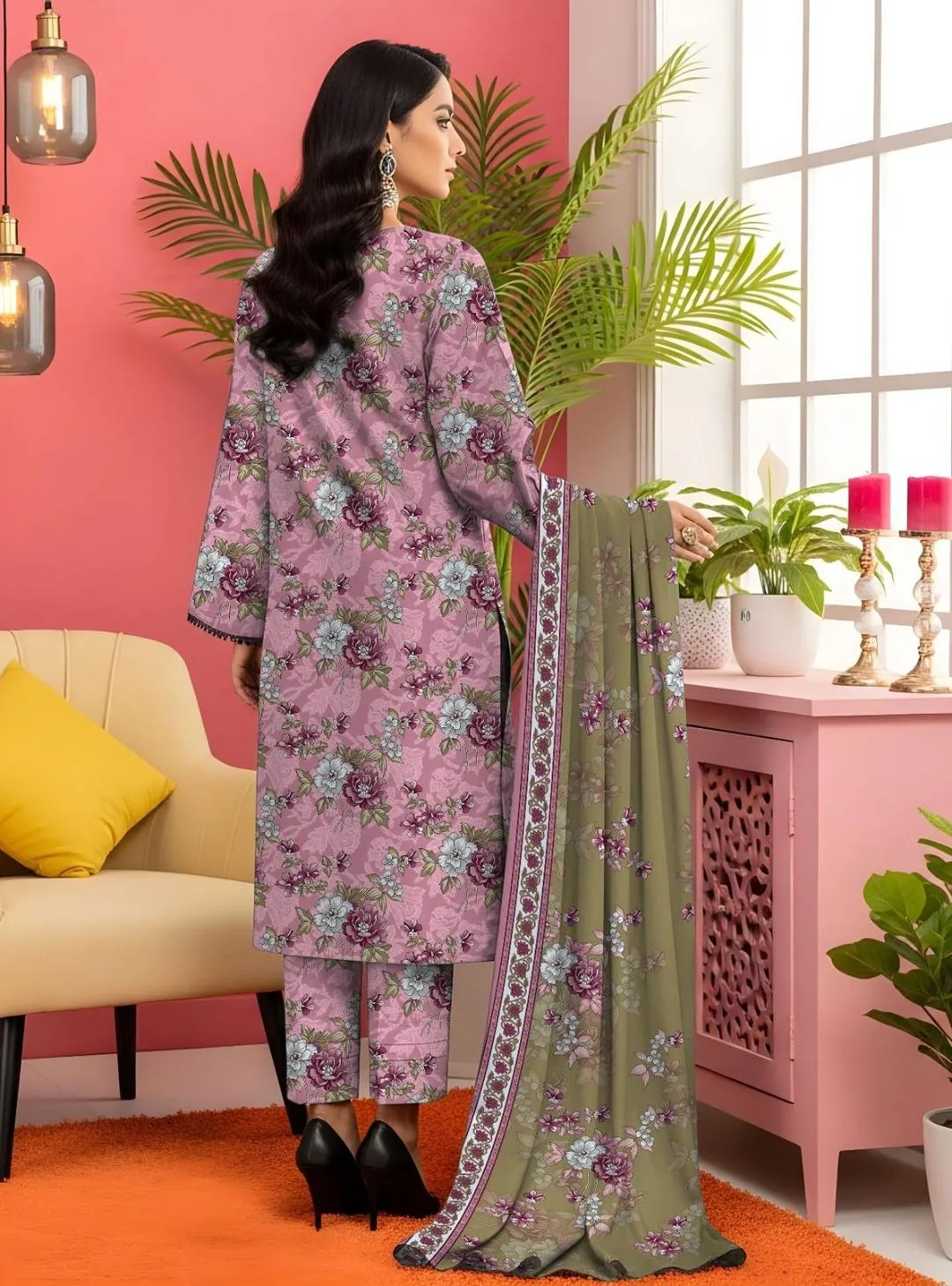 3 Pcs Women's Unstitched Printed Suit View Gallery - Pakistan