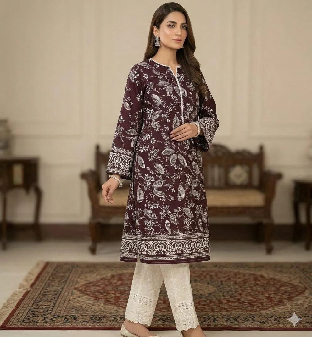 2 Pcs Women's Unstitched Printed Suit