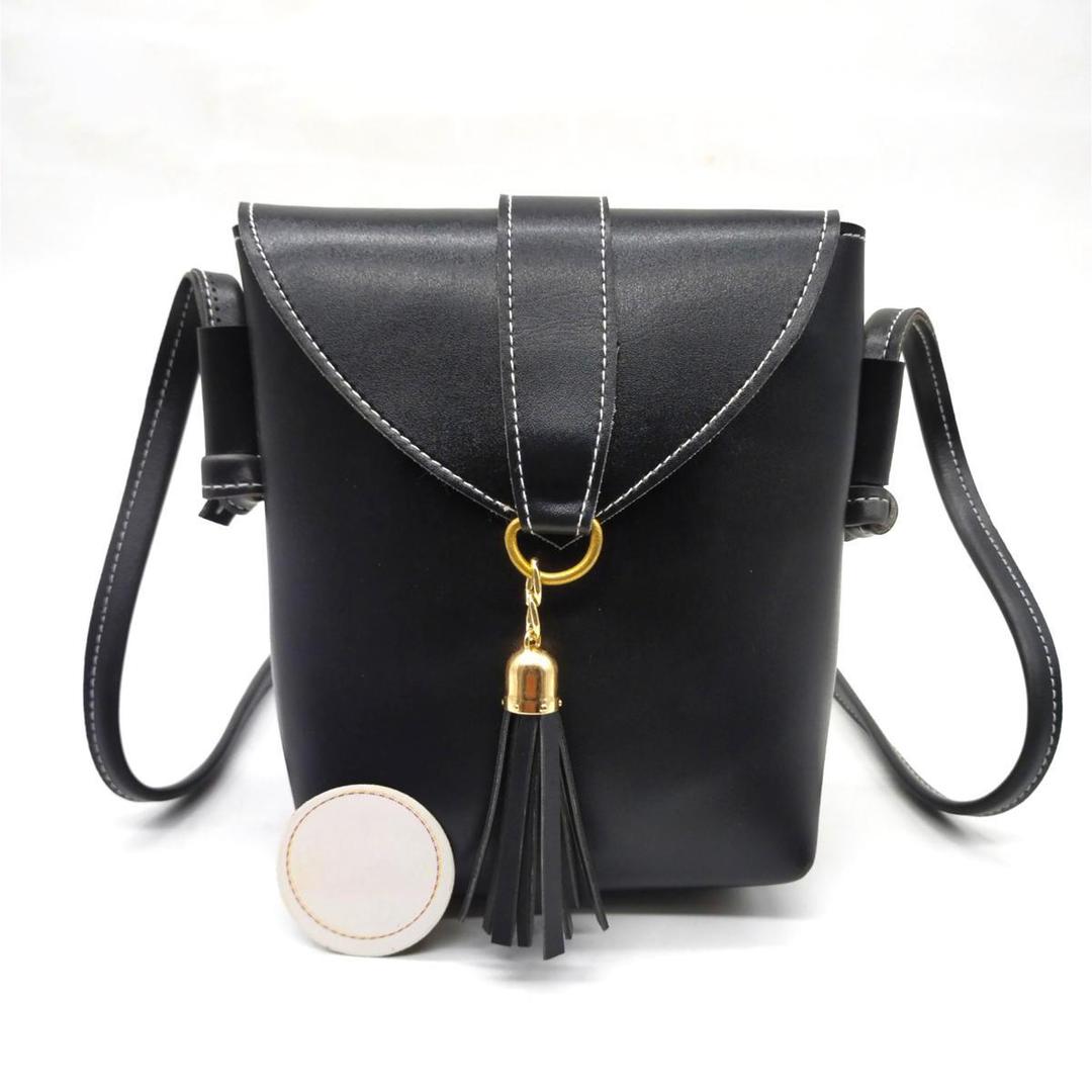 Black PU Leather Shoulder Bag with Tassel Closure - Online Shopping in Pakistan - BUNDLIV