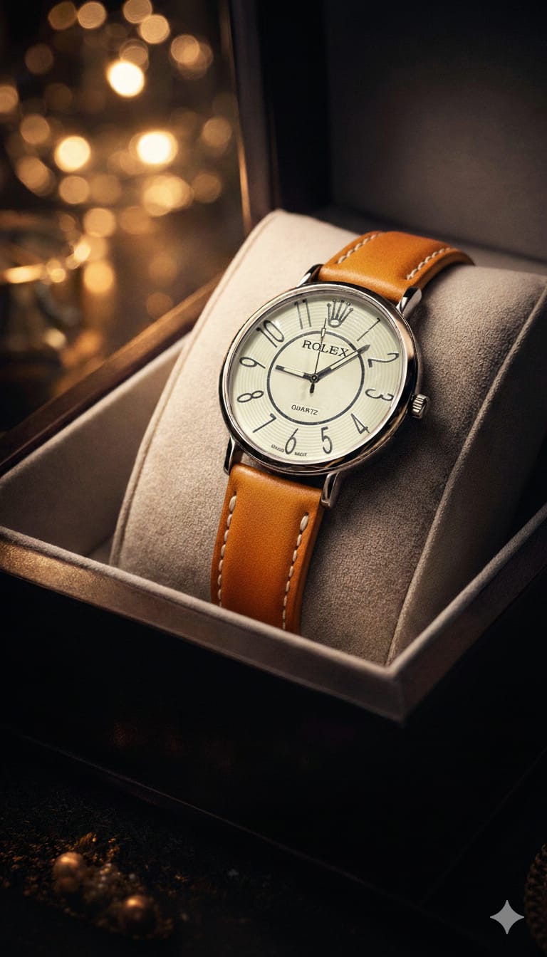Rolex Cellini Classic Gents Watch – Premium Leather Strap & Minimalist Quartz Edition - Online Shopping in Pakistan - BUNDLIV