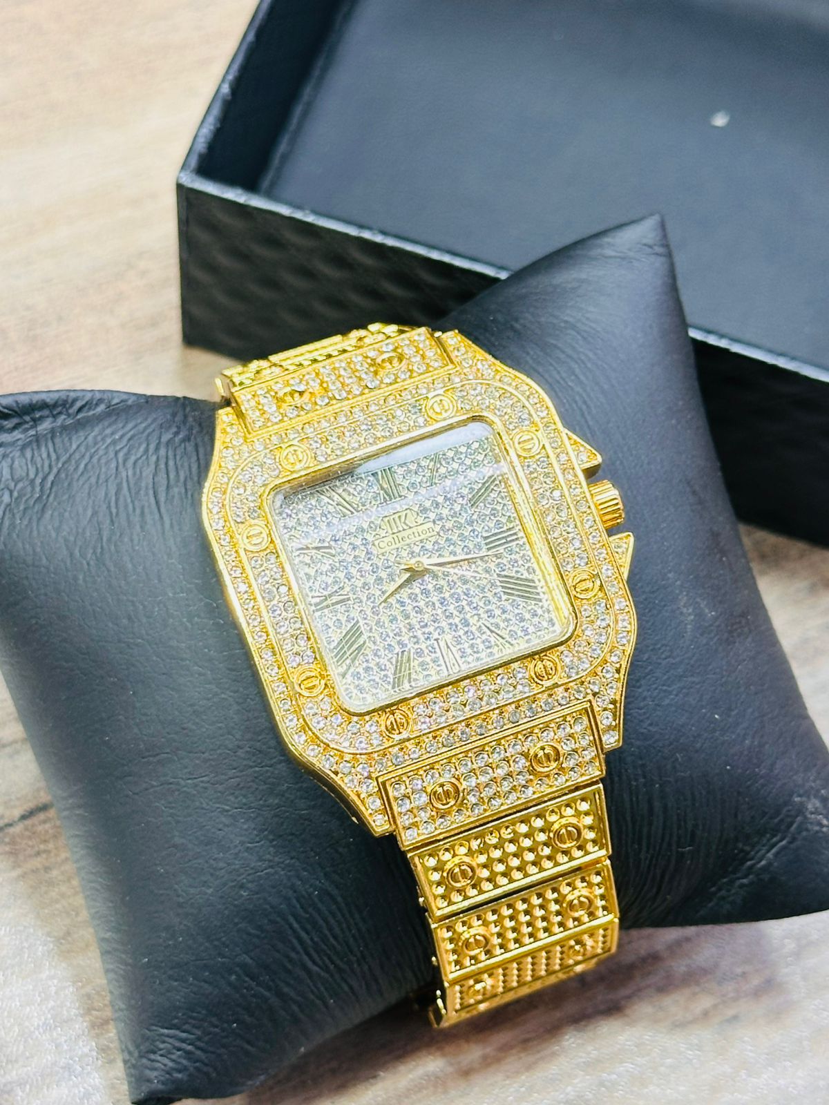 Santos Style Fully Iced-Out Men’s Watch – Square Dial Roman Numeral Luxury Edition View Gallery - Pakistan
