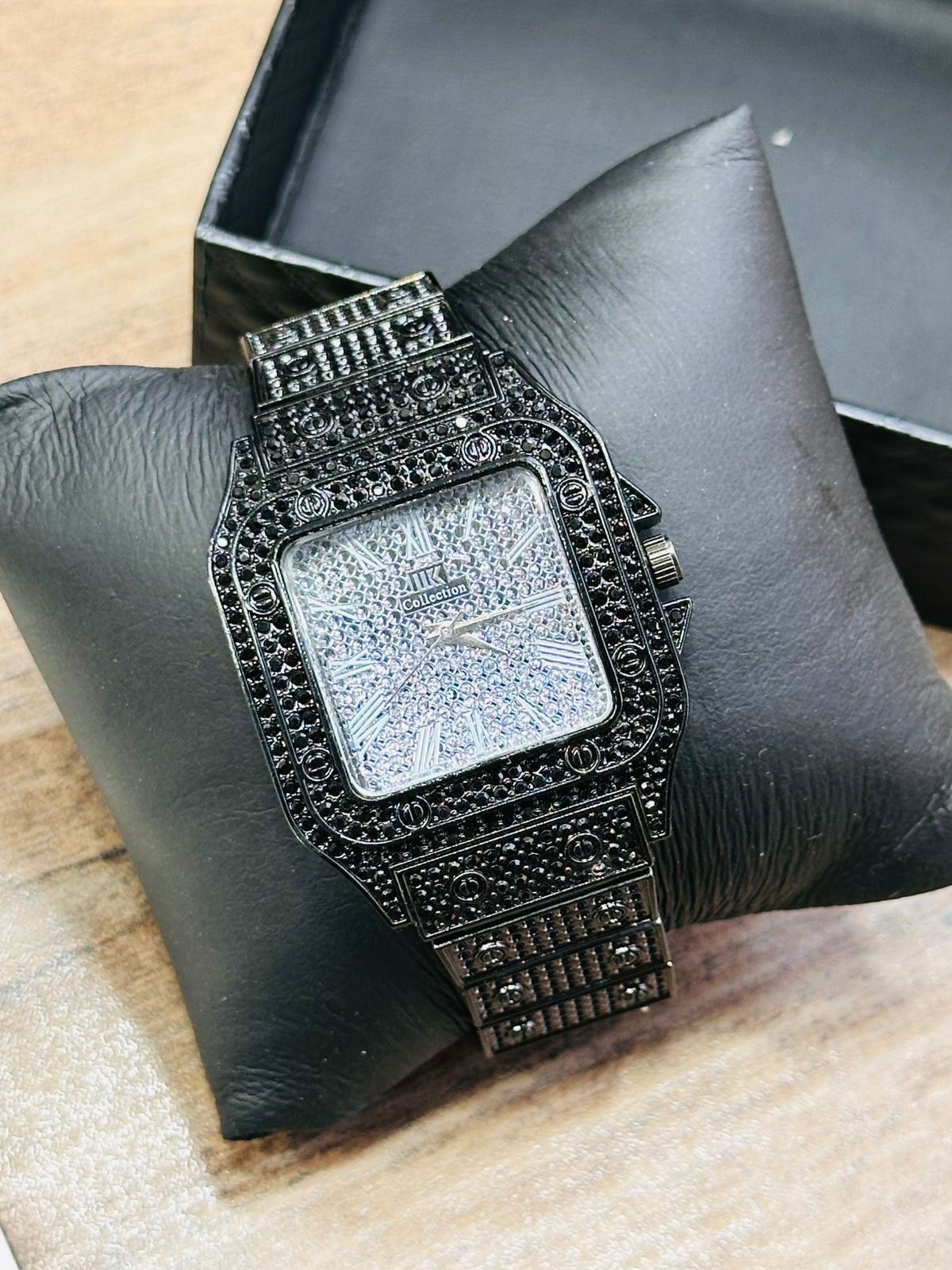 Santos Style Fully Iced-Out Men’s Watch – Square Dial Roman Numeral Luxury Edition View Gallery - Pakistan