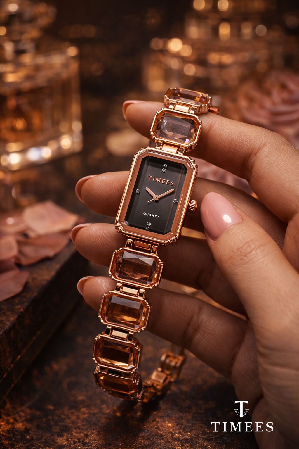 TIMEES Luxury Rectangular Stone Watch – Elegant Jewellery Edition for Women View Gallery - Pakistan