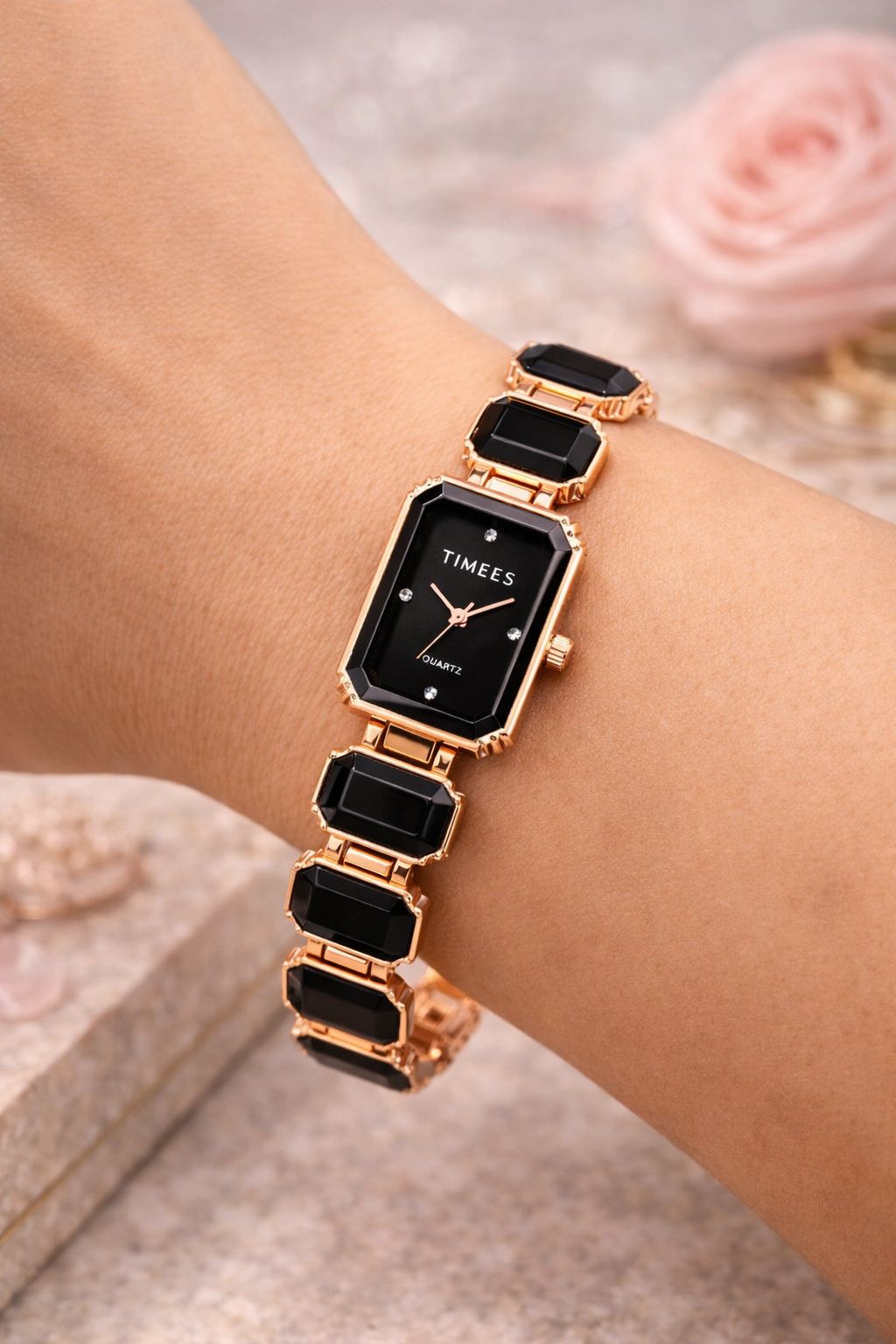 TIMEES Luxury Rectangular Stone Watch – Elegant Jewellery Edition for Women View Gallery - Pakistan