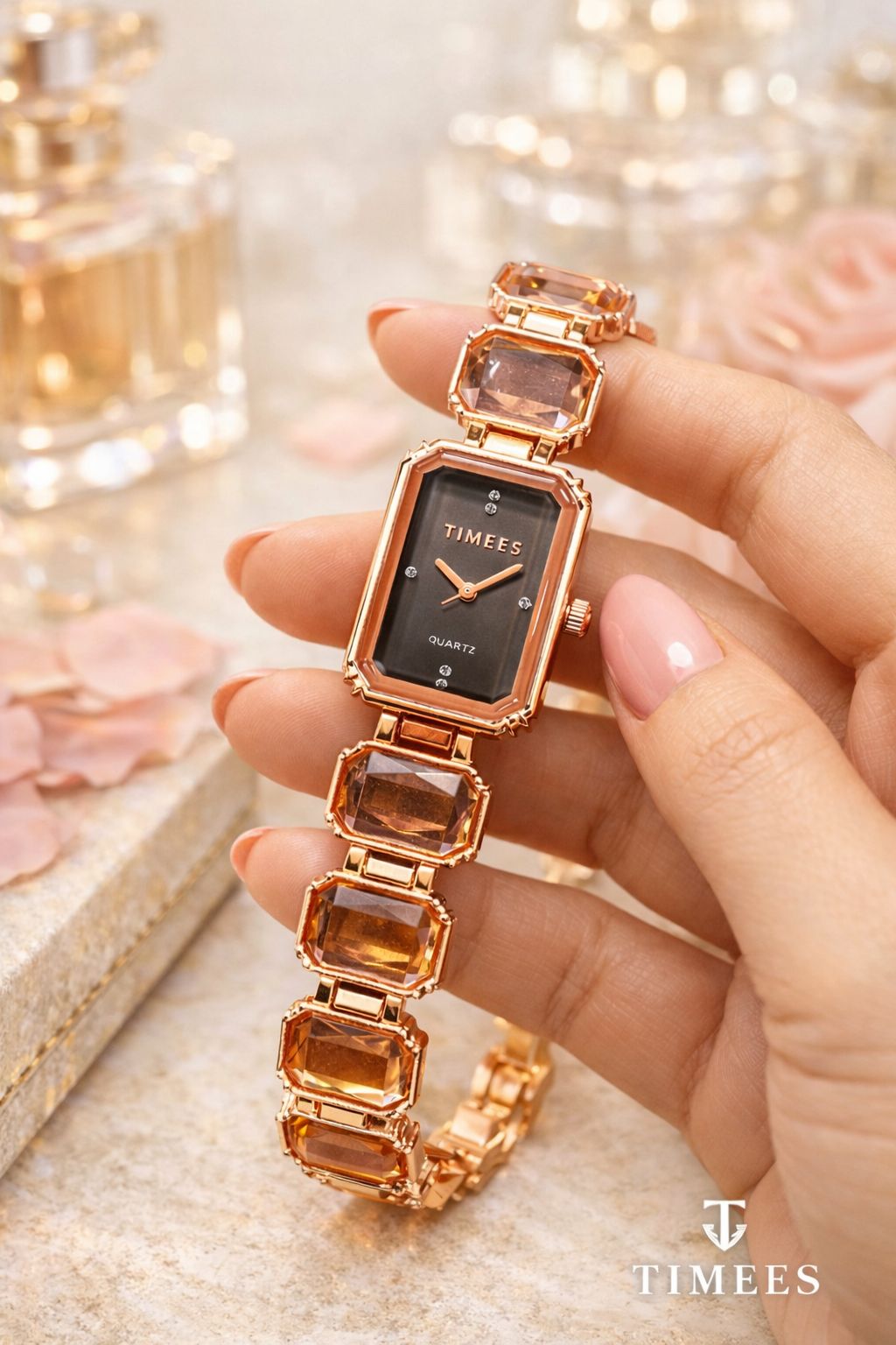 TIMEES Luxury Rectangular Stone Watch – Elegant Jewellery Edition for Women View Gallery - Pakistan