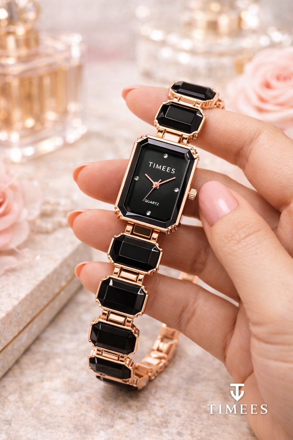 TIMEES Luxury Rectangular Stone Watch – Elegant Jewellery Edition for Women View Gallery - Pakistan