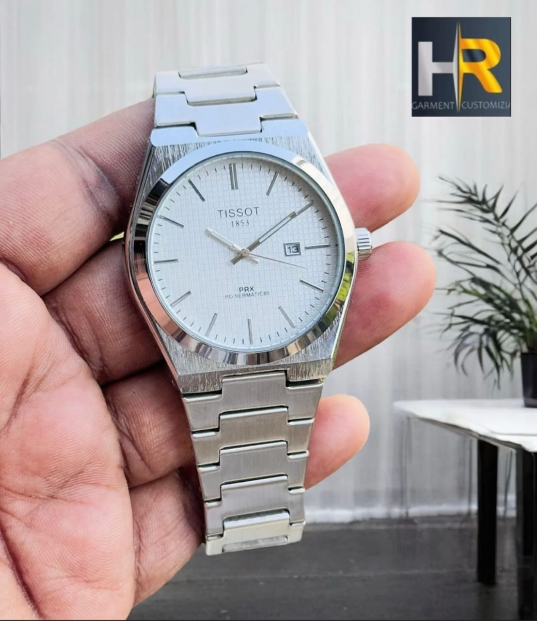 Tissot PRX Style Gents Watch – Premium Silver Integrated Bracelet & Textured Waffle Dial View Gallery - Pakistan