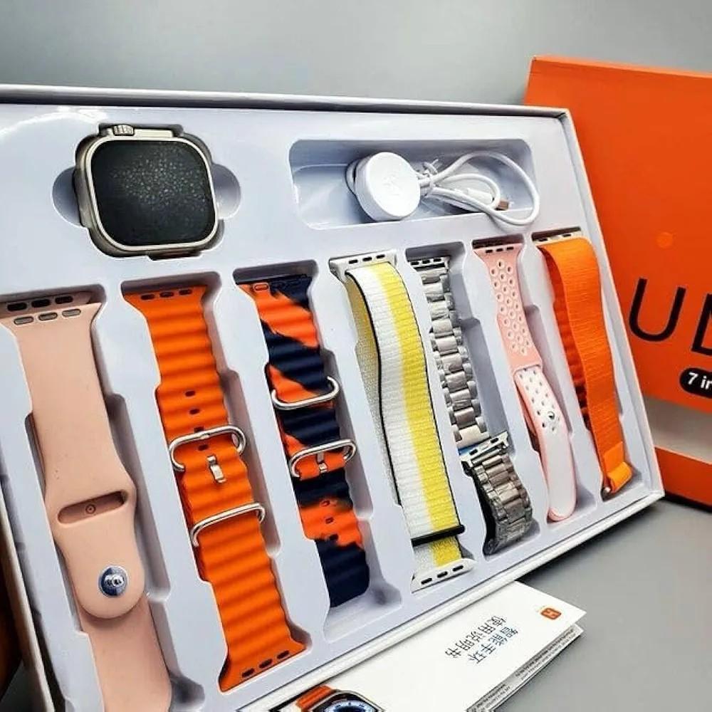 Ultra 7 in 1 Strap Smartwatch Set – 7 Interchangeable Premium Bands, Wireless Charging & Bluetooth Calling View Gallery - Pakistan